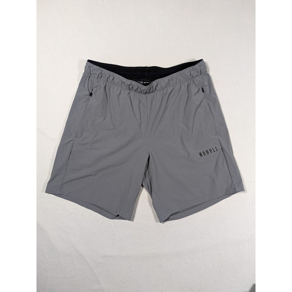NOBULL Training Shorts Mens Medium Gray Zipper Pockets Athletic Gym Workout FLAW